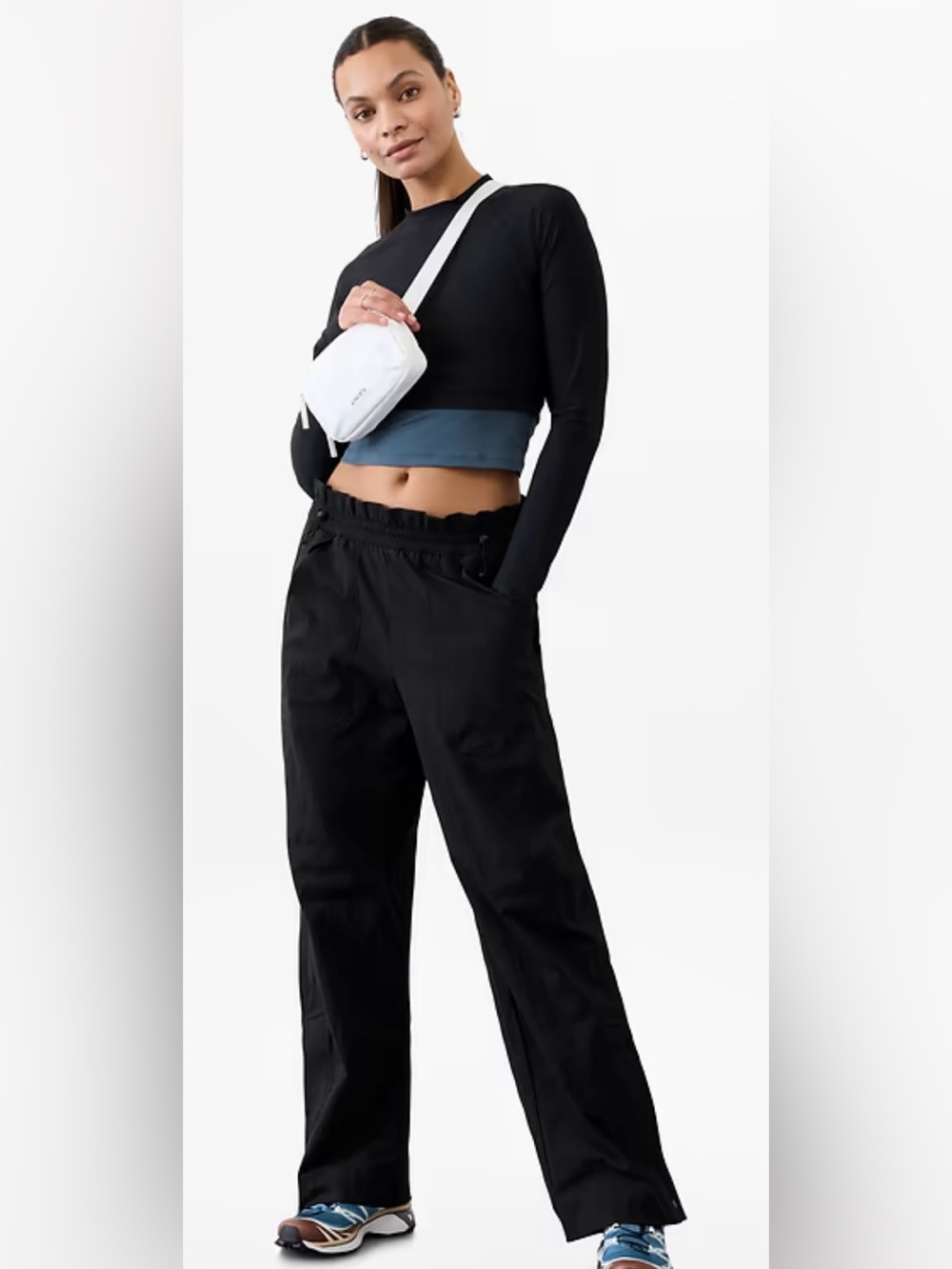 ATHLETA Trekkie High Rise Parachute Pants Black Size Small Hiking Climbing